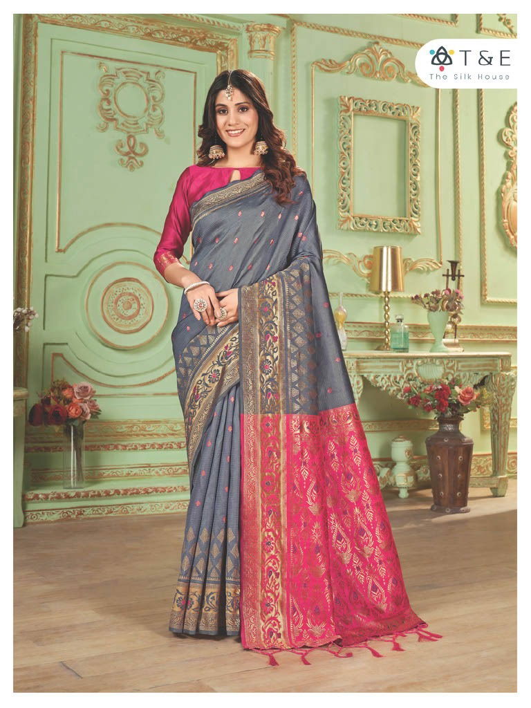 T And E Anika Silk Colors Party Wear Sarees Catalog